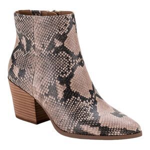 Sun + Stone Women’s Eryn Block-Heel Booties in the Size 9.5M in Ivory Snake